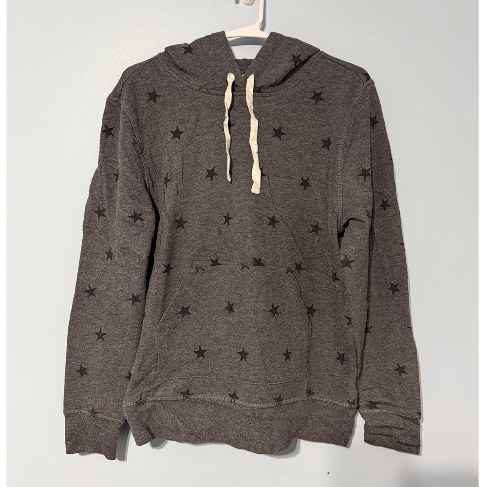 Amazon‎ Essentials Men's M Star Print Hoodie Charcoal Gray Fleece Pullover 0936